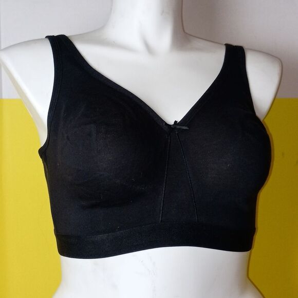 Womens Size 38G Plus Size Wireless Cotton Full Coverage BRA Black - Picture 4 of 10